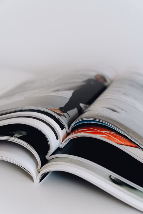 Designed objects arranged in editorial composition